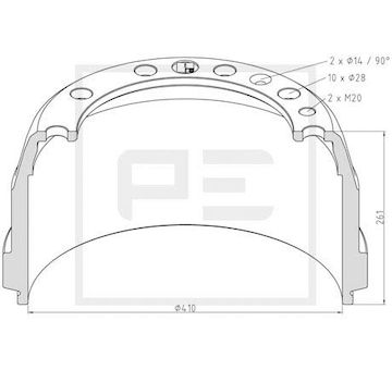 Brzdový buben PE Automotive 146.070-00A