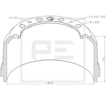 Brzdový buben PE Automotive 166.075-00A