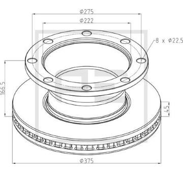 kotouč brzdový PETERS 375x45x167 RENAULT Midlum