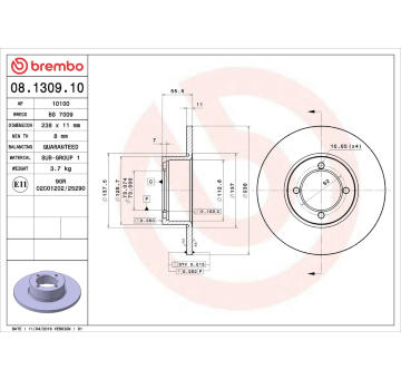 Brzdový kotouč BREMBO 08.1309.10