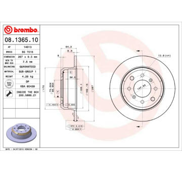 Brzdový kotouč BREMBO 08.1365.10