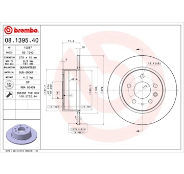 Brzdový kotouč BREMBO 08.1395.40