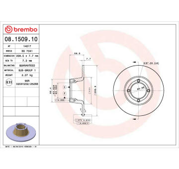 Brzdový kotouč BREMBO 08.1509.10