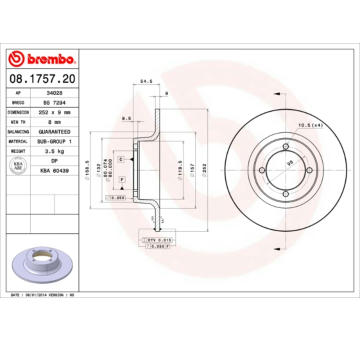 Brzdový kotouč BREMBO 08.1757.20