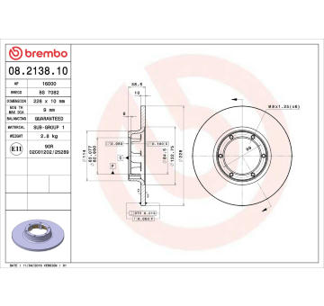 Brzdový kotouč BREMBO 08.2138.10