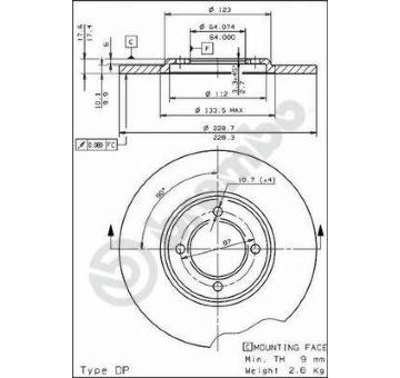 Brzdový kotouč BREMBO 08.2266.10