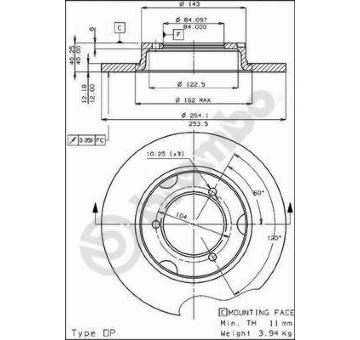 Brzdový kotouč BREMBO 08.2284.10