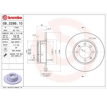 Brzdový kotouč BREMBO 08.2286.10