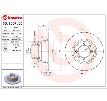 Brzdový kotouč BREMBO 08.2567.30