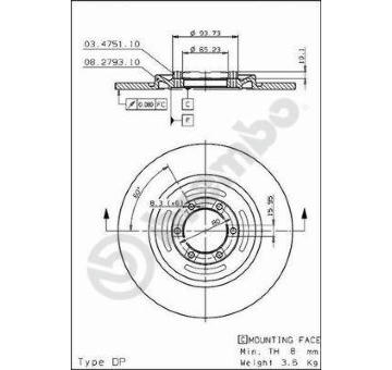 Brzdový kotouč BREMBO 08.2793.20