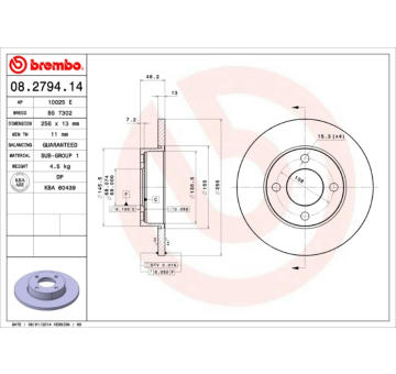 Brzdový kotouč BREMBO 08.2794.14