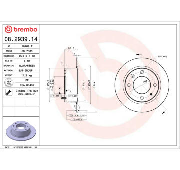 Brzdový kotouč BREMBO 08.2939.14