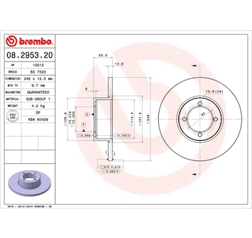 Brzdový kotouč BREMBO 08.2953.20