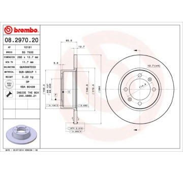 Brzdový kotouč BREMBO 08.2970.20