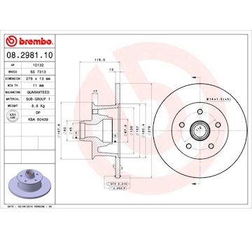 Brzdový kotouč BREMBO 08.2981.10