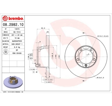 Brzdový kotouč BREMBO 08.2982.10