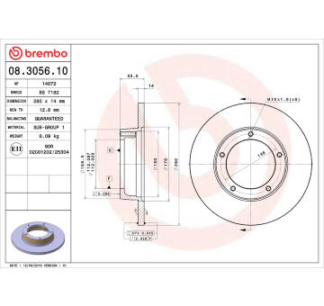 Brzdový kotouč BREMBO 08.3056.10