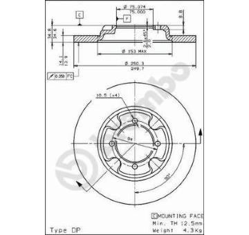 Brzdový kotouč BREMBO 08.3109.10