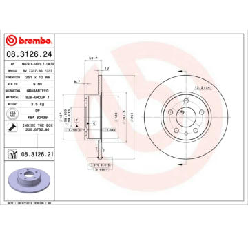 Brzdový kotúč BREMBO 08.3126.24