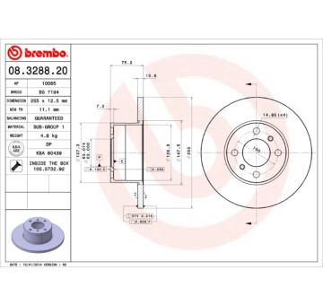 Brzdový kotouč BREMBO 08.3288.20