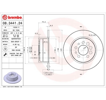 Brzdový kotúč BREMBO 08.3441.24