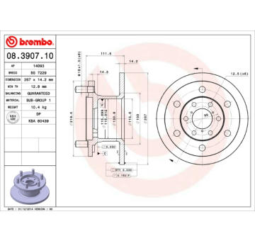 Brzdový kotúč BREMBO 08.3907.10