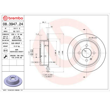 Brzdový kotouč BREMBO 08.3947.24