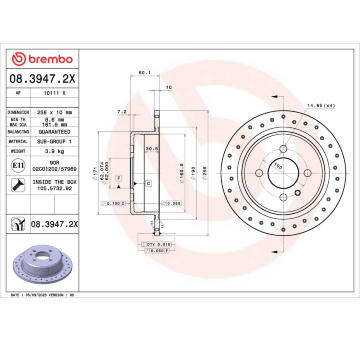 Brzdový kotouč BREMBO 08.3947.2X