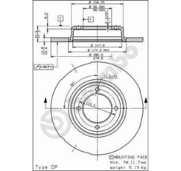 Brzdový kotouč BREMBO 08.3965.20