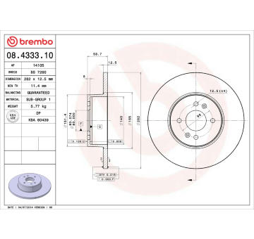 Brzdový kotouč BREMBO 08.4333.10