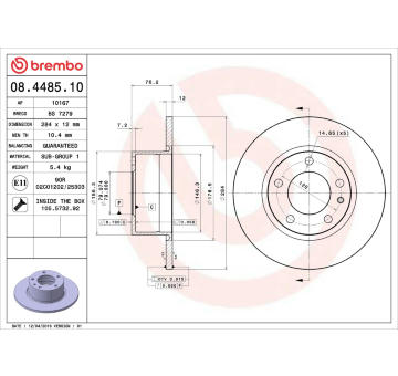 Brzdový kotouč BREMBO 08.4485.10