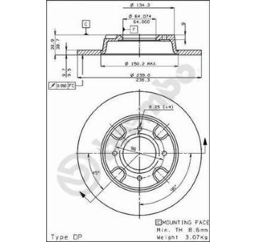 Brzdový kotouč BREMBO 08.4501.10