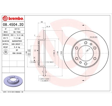 Brzdový kotouč BREMBO 08.4504.20