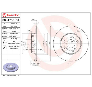 Brzdový kotouč BREMBO 08.4750.34