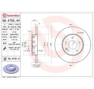 Brzdový kotouč BREMBO 08.4750.41