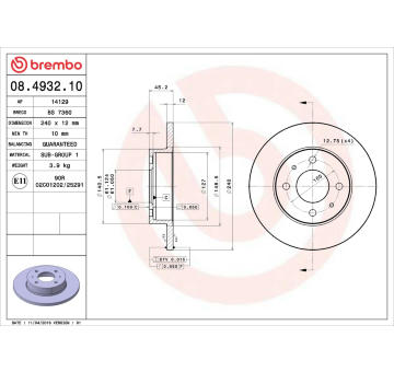 Brzdový kotouč BREMBO 08.4932.10