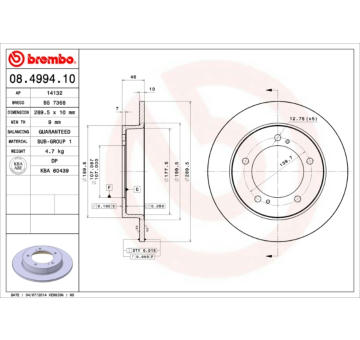 Brzdový kotouč BREMBO 08.4994.10