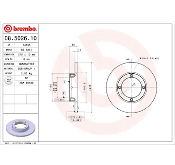 Brzdový kotouč BREMBO 08.5026.10