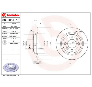 Brzdový kotouč BREMBO 08.5037.10