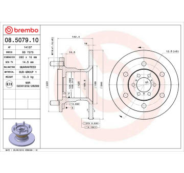 Brzdový kotouč BREMBO 08.5079.10