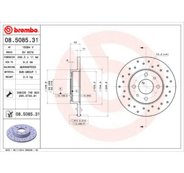 Brzdový kotouč BREMBO 08.5085.31