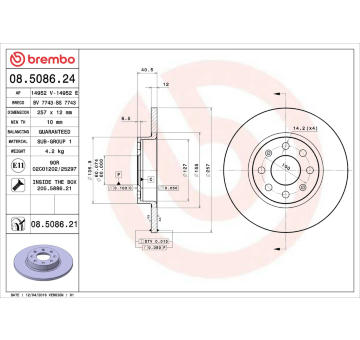 Brzdový kotouč BREMBO 08.5086.21