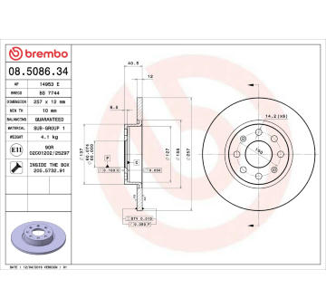 Brzdový kotouč BREMBO 08.5086.34