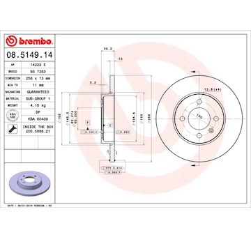 Brzdový kotouč BREMBO 08.5149.14