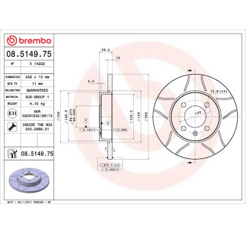 Brzdový kotouč BREMBO 08.5149.75