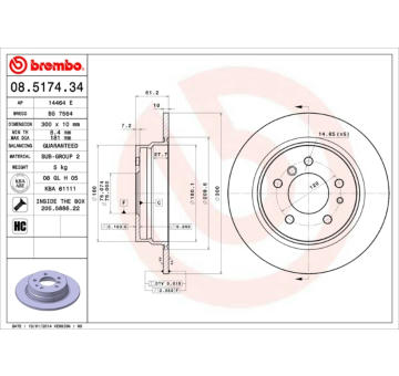 Brzdový kotúč BREMBO 08.5174.34