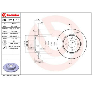 Brzdový kotouč BREMBO 08.5211.10