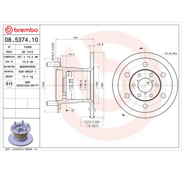 Brzdový kotouč BREMBO 08.5374.10