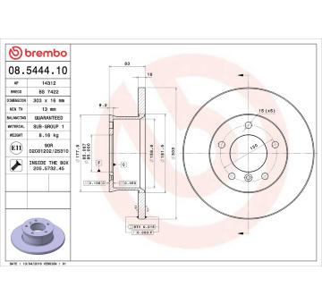 Brzdový kotouč BREMBO 08.5444.10