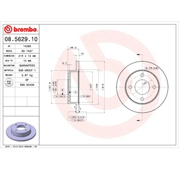 Brzdový kotouč BREMBO 08.5629.10